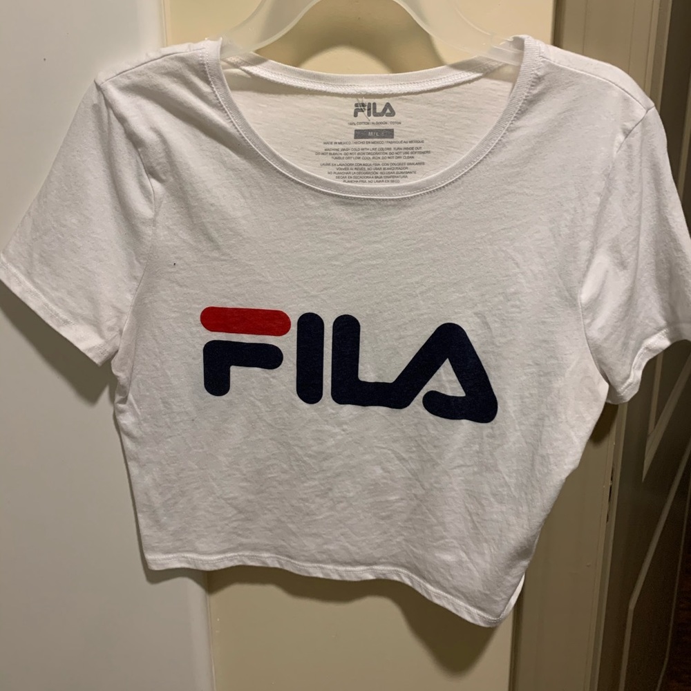 White FILA Crop Top